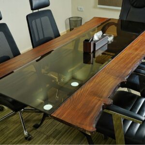 Industrial Live-Edge Mahogany Dining Table