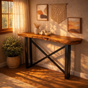 Live-Edge Console – Industrial Chic
