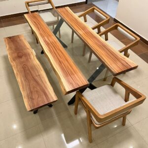 Mahogany Live-Edge Dining Set